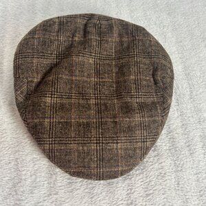 Neiman Marcus Mens Plaid Camel Hair Newsboy Cap Golf Hat One Size Brown New $45